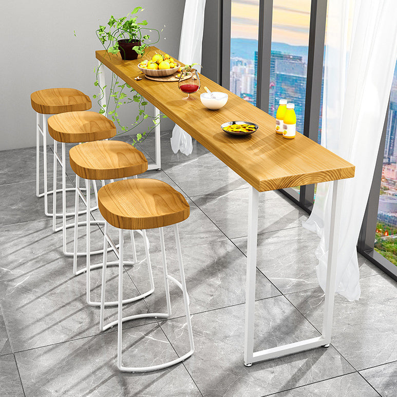 Rectangle Bar Dining Table Modern Bar Table with Sled Base in White 110.2"L x 15.7"W x 41.3"H Without Chairs Clearhalo 'Bar Furniture' 'Bar Tables' 'bar_tables' 'furn' 'furn_bar_tables' 'Furniture' 'furniture_bar_tables' 'Kitchen & Dining Furniture' 4790364