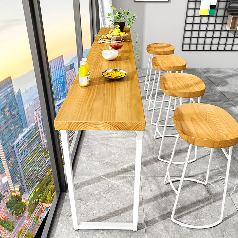 Rectangle Bar Dining Table Modern Bar Table with Sled Base in White 94.5"L x 15.7"W x 41.3"H Without Chairs Clearhalo 'Bar Furniture' 'Bar Tables' 'bar_tables' 'furn' 'furn_bar_tables' 'Furniture' 'furniture_bar_tables' 'Kitchen & Dining Furniture' 4790365