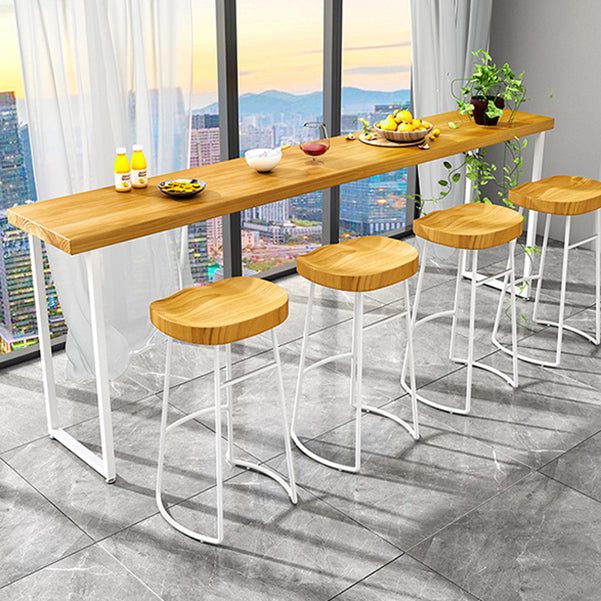 Rectangle Bar Dining Table Modern Bar Table with Sled Base in White 86.6"L x 15.7"W x 41.3"H Without Chairs Clearhalo 'Bar Furniture' 'Bar Tables' 'bar_tables' 'furn' 'furn_bar_tables' 'Furniture' 'furniture_bar_tables' 'Kitchen & Dining Furniture' 4790366