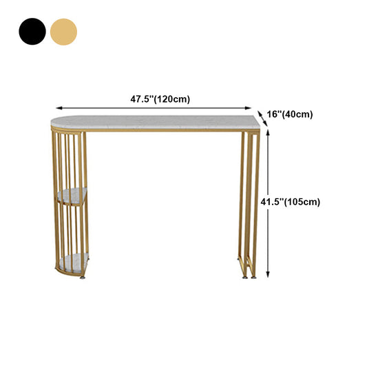 White Stone Bar Table Traditional Luxury Bar Table with Sled Base Clearhalo 'Bar Furniture' 'Bar Tables' 'bar_tables' 'furn' 'furn_bar_tables' 'Furniture' 'furniture_bar_tables' 'Kitchen & Dining Furniture' 4790399
