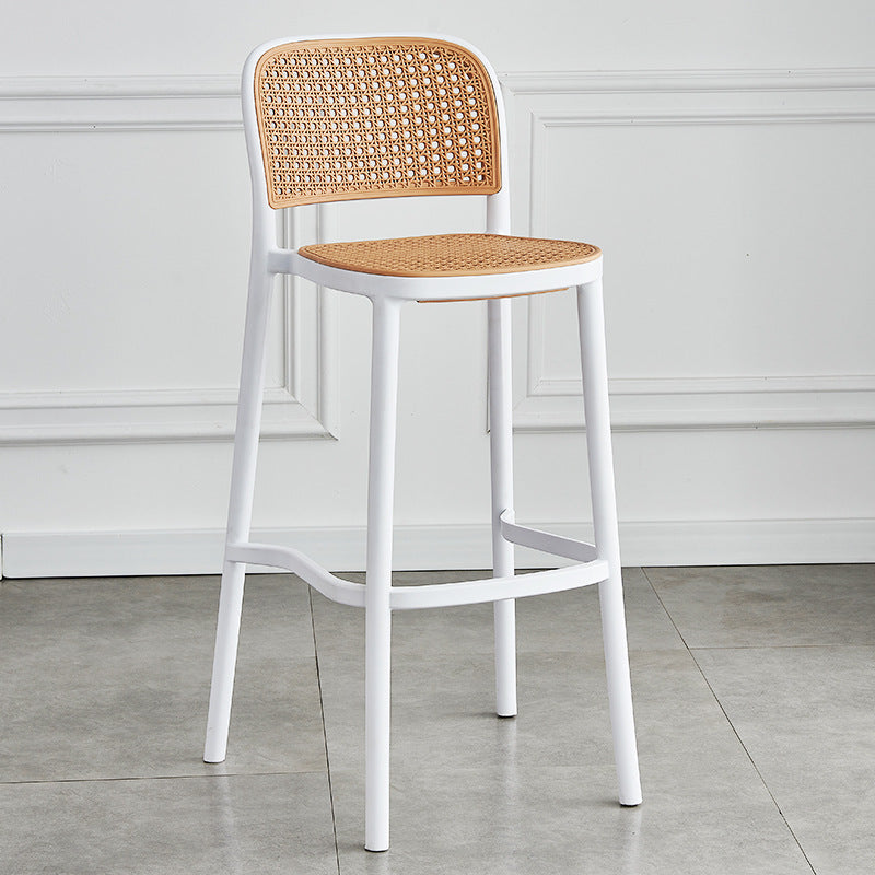 Contemporary Bar and Counter Stool Rattan Full Back Stool with 4 Legs White 1 Piece Clearhalo 'Bar Furniture' 'Bar Stools' 'bar_stools' 'furn' 'furn_bar_stools' 'Furniture' 'furniture_bar_stools' 'Kitchen & Dining Furniture' 4790468