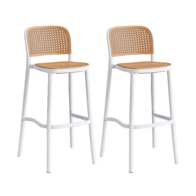 Contemporary Bar and Counter Stool Rattan Full Back Stool with 4 Legs White 2 Piece Set Clearhalo 'Bar Furniture' 'Bar Stools' 'bar_stools' 'furn' 'furn_bar_stools' 'Furniture' 'furniture_bar_stools' 'Kitchen & Dining Furniture' 4790470