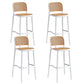 Contemporary Bar and Counter Stool Rattan Full Back Stool with 4 Legs White 4 Piece Set Clearhalo 'Bar Furniture' 'Bar Stools' 'bar_stools' 'furn' 'furn_bar_stools' 'Furniture' 'furniture_bar_stools' 'Kitchen & Dining Furniture' 4790472