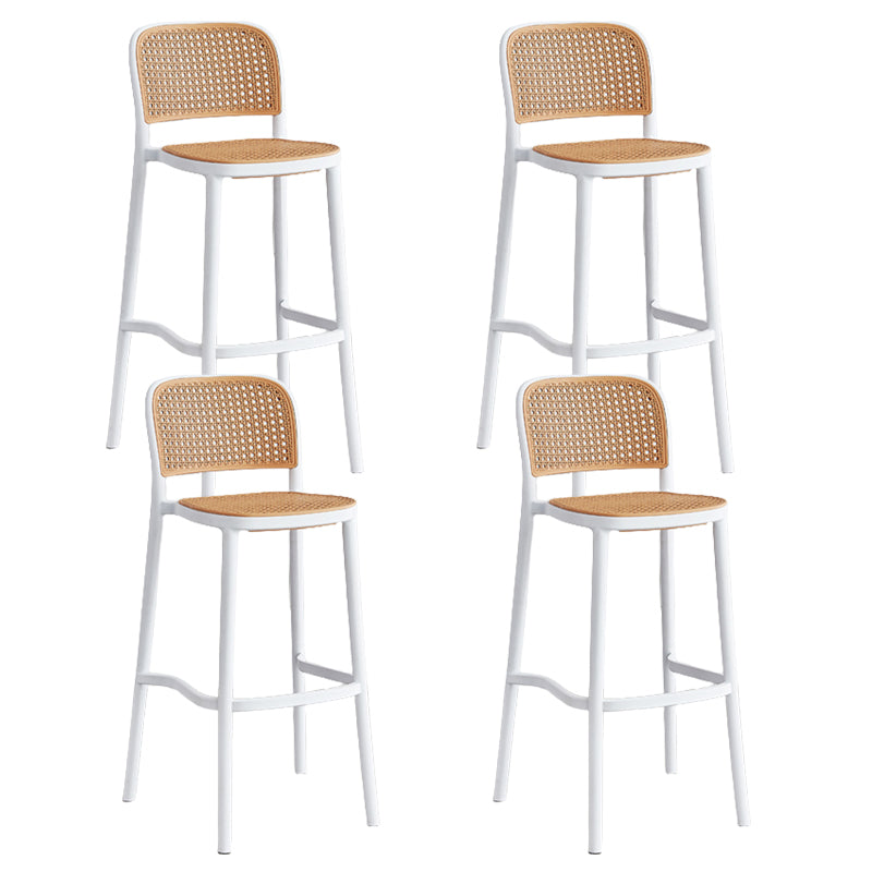 Contemporary Bar and Counter Stool Rattan Full Back Stool with 4 Legs White 4 Piece Set Clearhalo 'Bar Furniture' 'Bar Stools' 'bar_stools' 'furn' 'furn_bar_stools' 'Furniture' 'furniture_bar_stools' 'Kitchen & Dining Furniture' 4790472