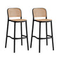 Contemporary Bar and Counter Stool Rattan Full Back Stool with 4 Legs Black 2 Piece Set Clearhalo 'Bar Furniture' 'Bar Stools' 'bar_stools' 'furn' 'furn_bar_stools' 'Furniture' 'furniture_bar_stools' 'Kitchen & Dining Furniture' 4790476