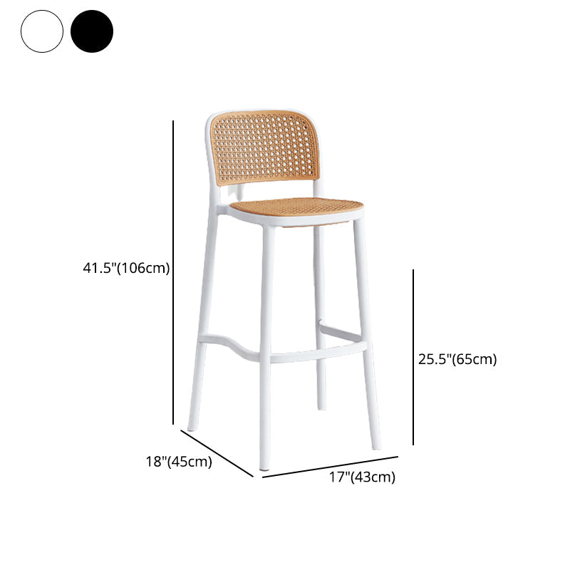 Contemporary Bar and Counter Stool Rattan Full Back Stool with 4 Legs Clearhalo 'Bar Furniture' 'Bar Stools' 'bar_stools' 'furn' 'furn_bar_stools' 'Furniture' 'furniture_bar_stools' 'Kitchen & Dining Furniture' 4790479