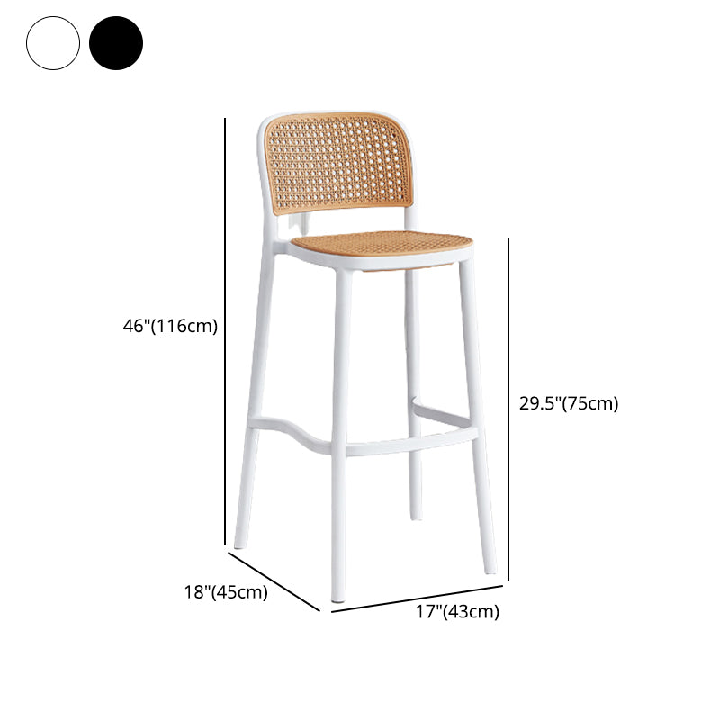 Contemporary Bar and Counter Stool Rattan Full Back Stool with 4 Legs Clearhalo 'Bar Furniture' 'Bar Stools' 'bar_stools' 'furn' 'furn_bar_stools' 'Furniture' 'furniture_bar_stools' 'Kitchen & Dining Furniture' 4790480