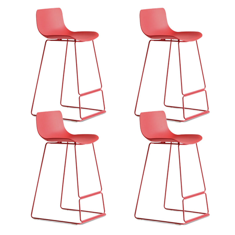 Nordic Plastic Bar Stool Bucket Counter Bar Stool with Metal Legs Red 4 Piece Set Counter Stool(26"H) Clearhalo 'Bar Furniture' 'Bar Stools' 'bar_stools' 'furn' 'furn_bar_stools' 'Furniture' 'furniture_bar_stools' 'Kitchen & Dining Furniture' 4790508