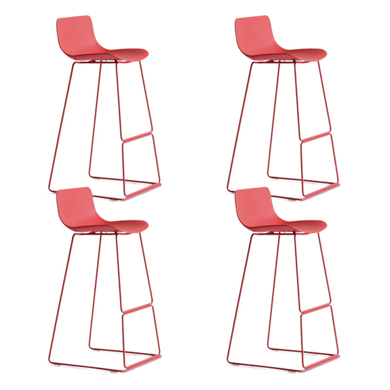 Nordic Plastic Bar Stool Bucket Counter Bar Stool with Metal Legs Red 4 Piece Set Bar Stool(30"H) Clearhalo 'Bar Furniture' 'Bar Stools' 'bar_stools' 'furn' 'furn_bar_stools' 'Furniture' 'furniture_bar_stools' 'Kitchen & Dining Furniture' 4790510