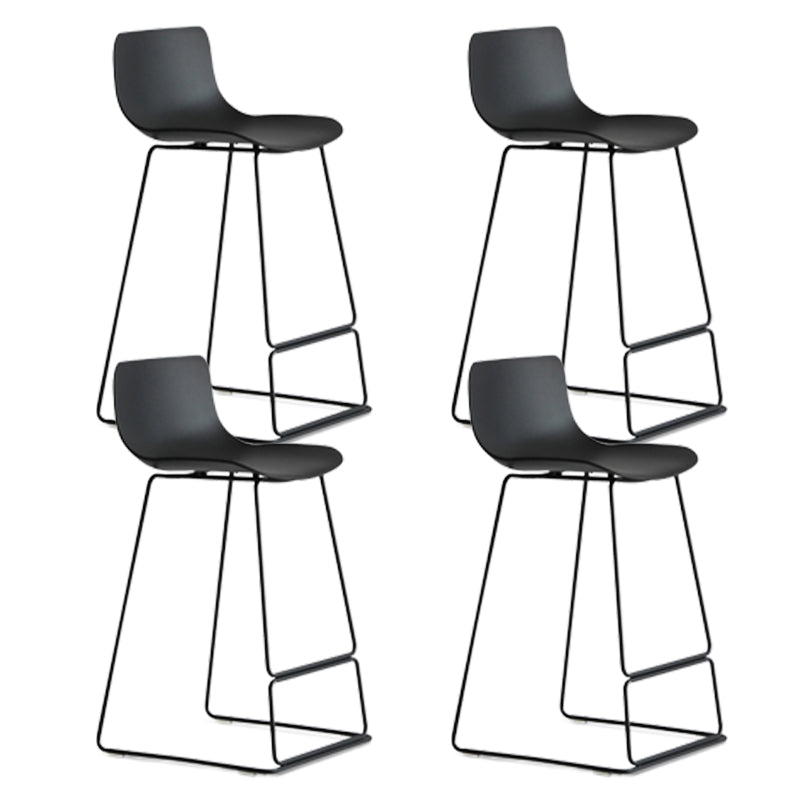 Nordic Plastic Bar Stool Bucket Counter Bar Stool with Metal Legs Black 4 Piece Set Clearhalo 'Bar Furniture' 'Bar Stools' 'bar_stools' 'furn' 'furn_bar_stools' 'Furniture' 'furniture_bar_stools' 'Kitchen & Dining Furniture' 4790512