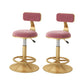 Nordic Glam Liftable Bar Stool Round Counter Bar Stool with Metal Legs Pink 2 Piece Set Short Stool(22"H) Clearhalo 'Bar Furniture' 'Bar Stools' 'bar_stools' 'furn' 'furn_bar_stools' 'Furniture' 'furniture_bar_stools' 'Kitchen & Dining Furniture' 4790527