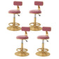 Nordic Glam Liftable Bar Stool Round Counter Bar Stool with Metal Legs Pink 4 Piece Set Short Stool(22"H) Clearhalo 'Bar Furniture' 'Bar Stools' 'bar_stools' 'furn' 'furn_bar_stools' 'Furniture' 'furniture_bar_stools' 'Kitchen & Dining Furniture' 4790529