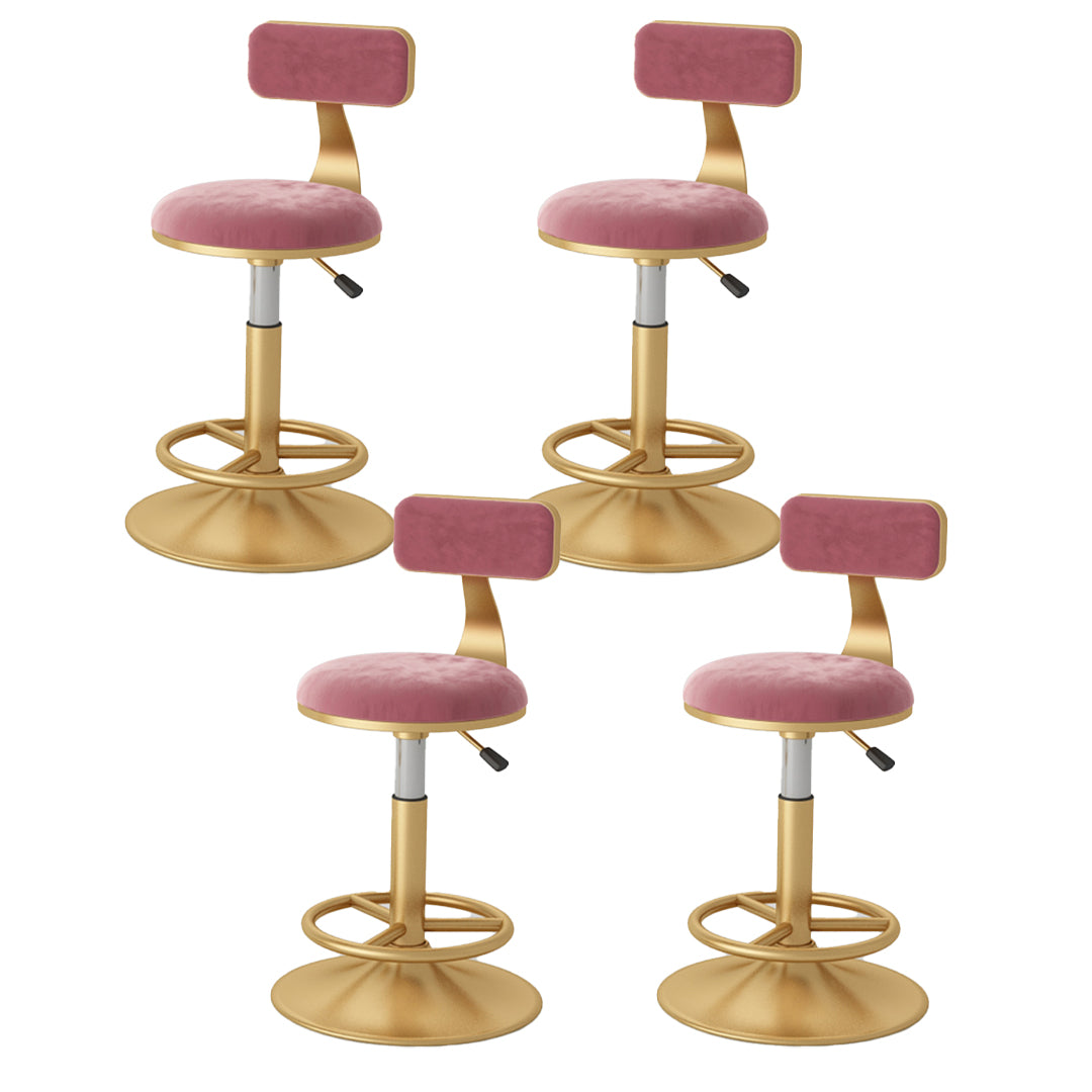 Nordic Glam Liftable Bar Stool Round Counter Bar Stool with Metal Legs Pink 4 Piece Set Short Stool(22"H) Clearhalo 'Bar Furniture' 'Bar Stools' 'bar_stools' 'furn' 'furn_bar_stools' 'Furniture' 'furniture_bar_stools' 'Kitchen & Dining Furniture' 4790529