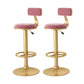 Nordic Glam Liftable Bar Stool Round Counter Bar Stool with Metal Legs Pink 2 Piece Set Bar Stool(31"H) Clearhalo 'Bar Furniture' 'Bar Stools' 'bar_stools' 'furn' 'furn_bar_stools' 'Furniture' 'furniture_bar_stools' 'Kitchen & Dining Furniture' 4790533