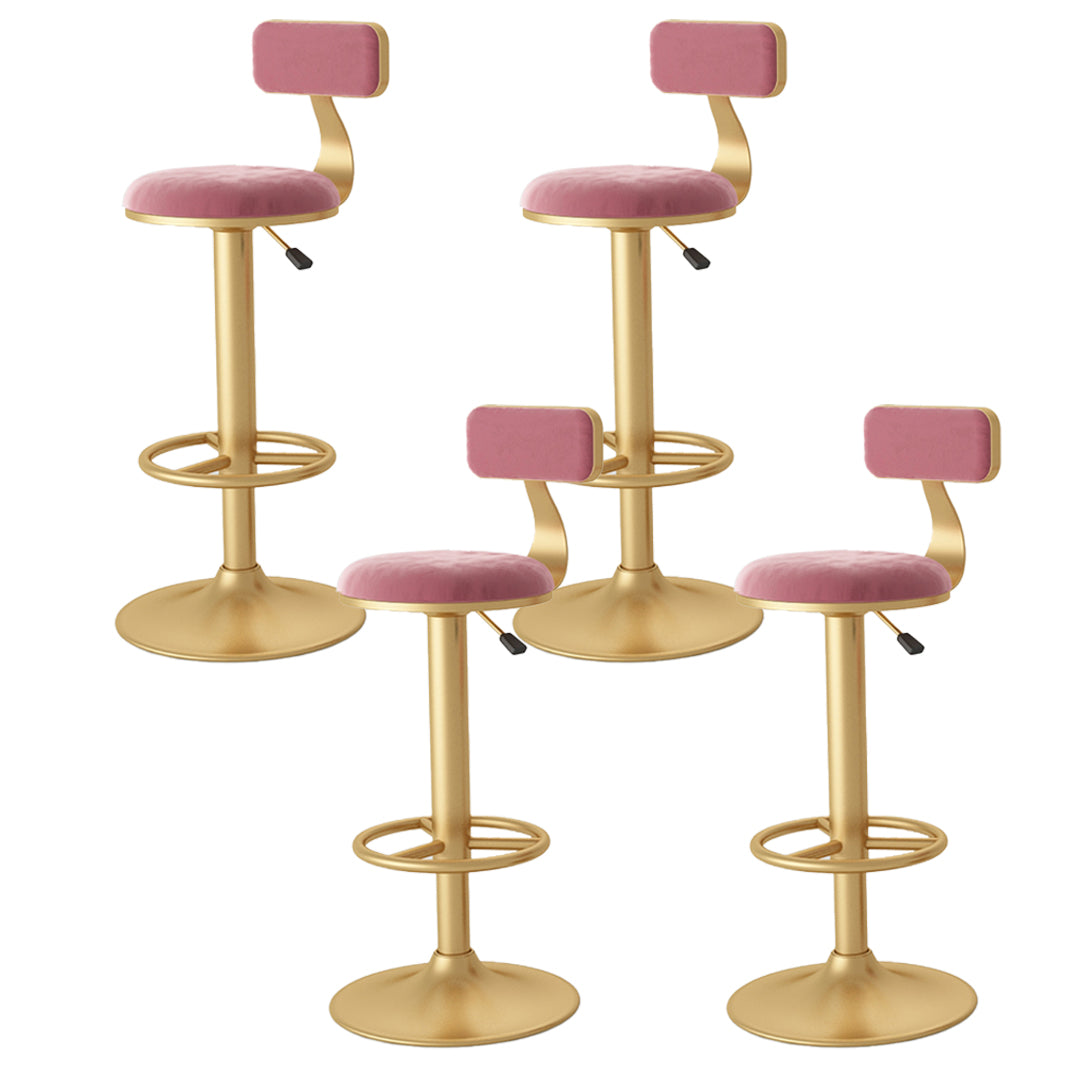 Nordic Glam Liftable Bar Stool Round Counter Bar Stool with Metal Legs Pink 4 Piece Set Bar Stool(31"H) Clearhalo 'Bar Furniture' 'Bar Stools' 'bar_stools' 'furn' 'furn_bar_stools' 'Furniture' 'furniture_bar_stools' 'Kitchen & Dining Furniture' 4790534