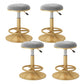 Nordic Glam Liftable Bar Stool Round Counter Bar Stool with Metal Legs Grey 4 Piece Set Short Stool(22"H) Clearhalo 'Bar Furniture' 'Bar Stools' 'bar_stools' 'furn' 'furn_bar_stools' 'Furniture' 'furniture_bar_stools' 'Kitchen & Dining Furniture' 4790538