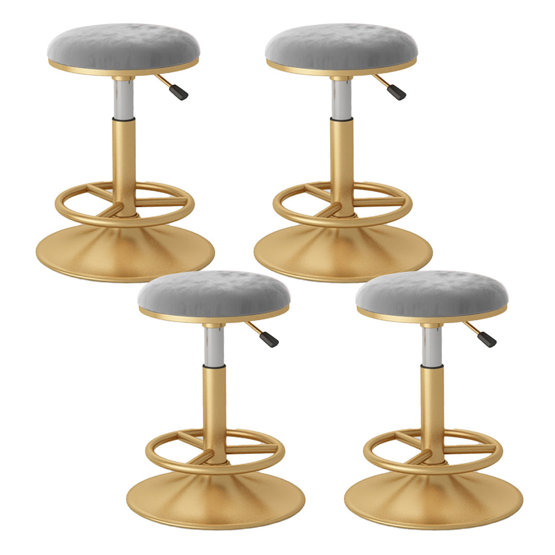 Nordic Glam Liftable Bar Stool Round Counter Bar Stool with Metal Legs Grey 4 Piece Set Short Stool(22"H) Clearhalo 'Bar Furniture' 'Bar Stools' 'bar_stools' 'furn' 'furn_bar_stools' 'Furniture' 'furniture_bar_stools' 'Kitchen & Dining Furniture' 4790538