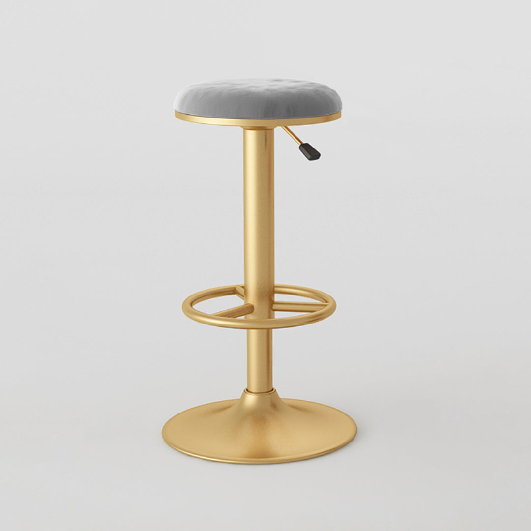 Nordic Glam Liftable Bar Stool Round Counter Bar Stool with Metal Legs Grey 1 Piece Bar Stool(31"H) Clearhalo 'Bar Furniture' 'Bar Stools' 'bar_stools' 'furn' 'furn_bar_stools' 'Furniture' 'furniture_bar_stools' 'Kitchen & Dining Furniture' 4790539