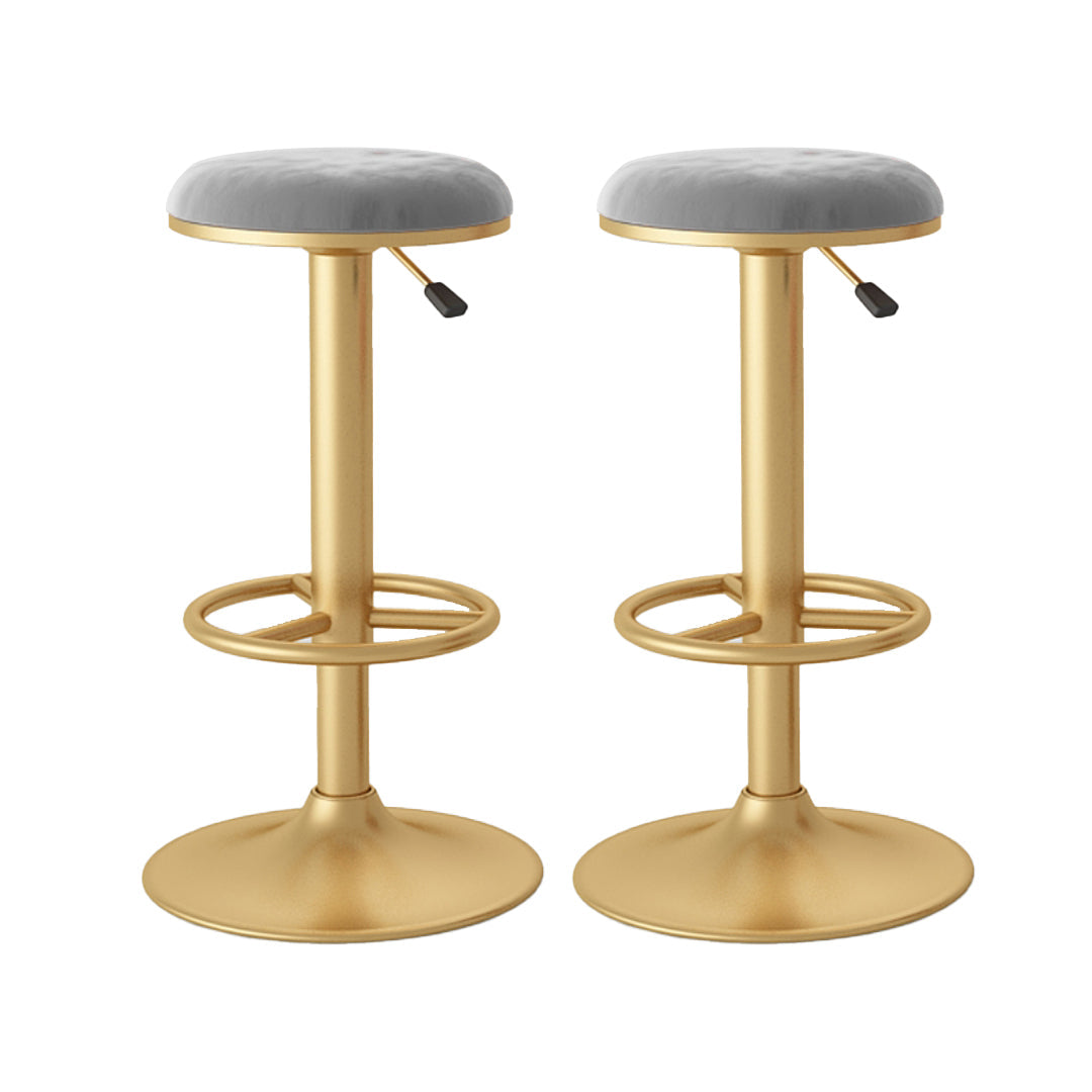 Nordic Glam Liftable Bar Stool Round Counter Bar Stool with Metal Legs Grey 2 Piece Set Bar Stool(31"H) Clearhalo 'Bar Furniture' 'Bar Stools' 'bar_stools' 'furn' 'furn_bar_stools' 'Furniture' 'furniture_bar_stools' 'Kitchen & Dining Furniture' 4790540