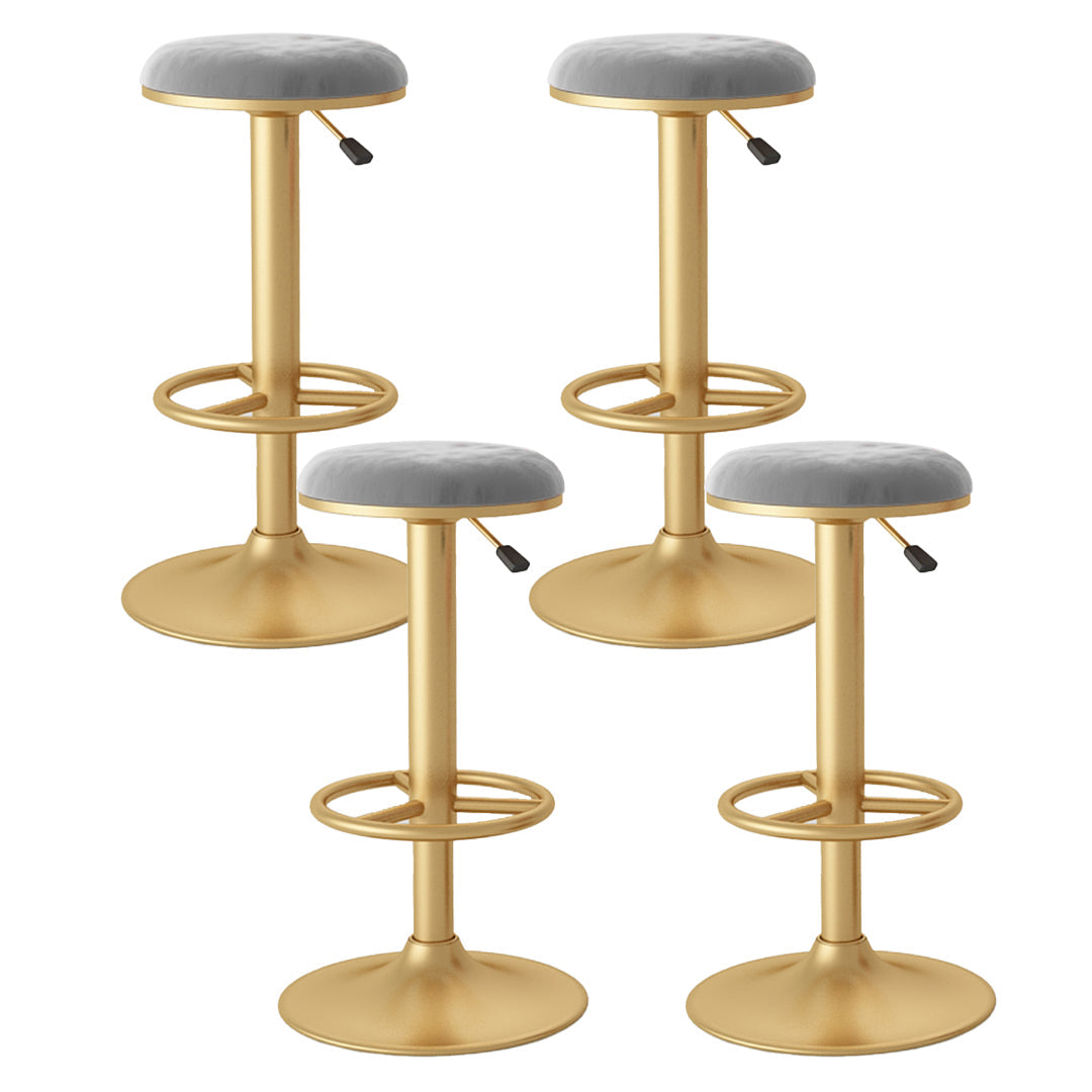 Nordic Glam Liftable Bar Stool Round Counter Bar Stool with Metal Legs Grey 4 Piece Set Bar Stool(31"H) Clearhalo 'Bar Furniture' 'Bar Stools' 'bar_stools' 'furn' 'furn_bar_stools' 'Furniture' 'furniture_bar_stools' 'Kitchen & Dining Furniture' 4790541