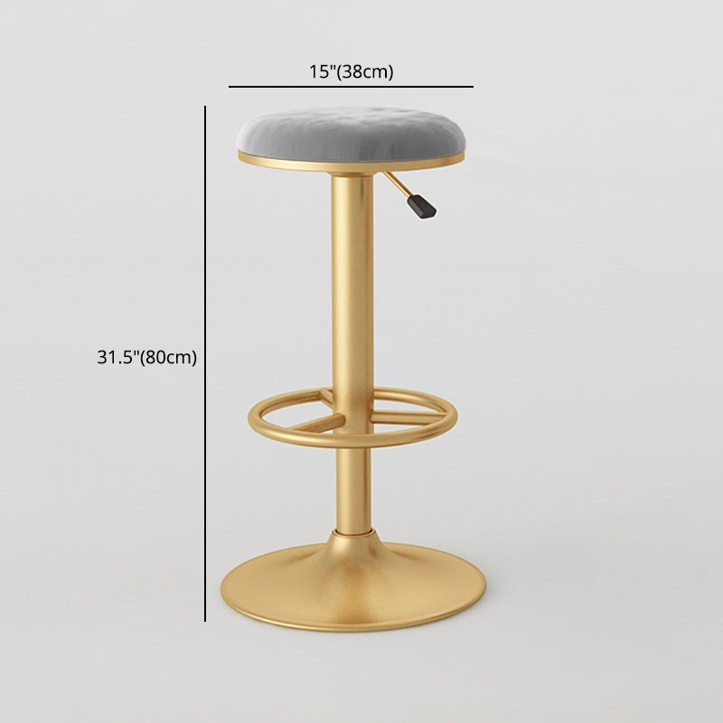 Nordic Glam Liftable Bar Stool Round Counter Bar Stool with Metal Legs Clearhalo 'Bar Furniture' 'Bar Stools' 'bar_stools' 'furn' 'furn_bar_stools' 'Furniture' 'furniture_bar_stools' 'Kitchen & Dining Furniture' 4790542