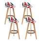Scandinavian Upholstered Footrest Barstool Matte Finish Wood Bristol Stool Red-White-Blue 4 Piece Set Clearhalo 'Bar Furniture' 'Bar Stools' 'bar_stools' 'furn' 'furn_bar_stools' 'Furniture' 'furniture_bar_stools' 'Kitchen & Dining Furniture' 4790550