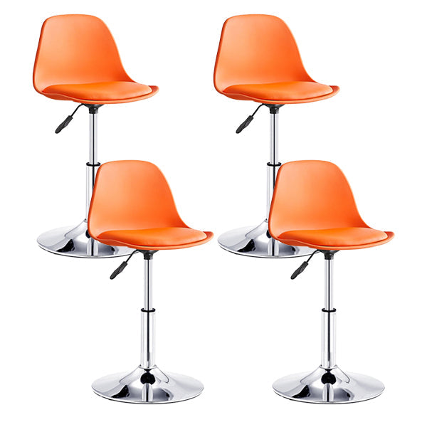 Contemporary Liftable Bar Stool Bucket Counter Bar Stool with Metal Legs Orange 4 Piece Set Short Stool(20"H) Clearhalo 'Bar Furniture' 'Bar Stools' 'bar_stools' 'furn' 'furn_bar_stools' 'Furniture' 'furniture_bar_stools' 'Kitchen & Dining Furniture' 4790597
