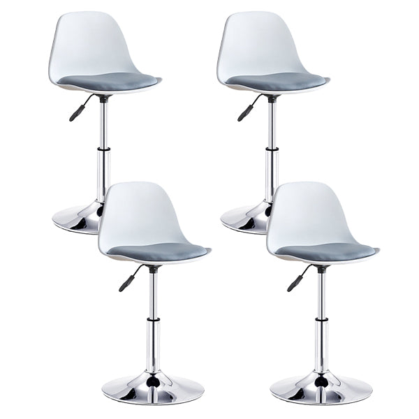 Contemporary Liftable Bar Stool Bucket Counter Bar Stool with Metal Legs Gray-White 4 Piece Set Short Stool(20"H) Clearhalo 'Bar Furniture' 'Bar Stools' 'bar_stools' 'furn' 'furn_bar_stools' 'Furniture' 'furniture_bar_stools' 'Kitchen & Dining Furniture' 4790601