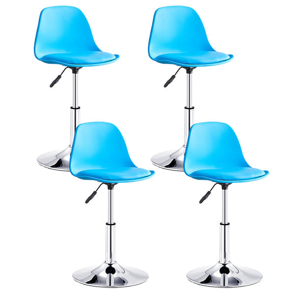 Contemporary Liftable Bar Stool Bucket Counter Bar Stool with Metal Legs Blue 4 Piece Set Short Stool(20"H) Clearhalo 'Bar Furniture' 'Bar Stools' 'bar_stools' 'furn' 'furn_bar_stools' 'Furniture' 'furniture_bar_stools' 'Kitchen & Dining Furniture' 4790612