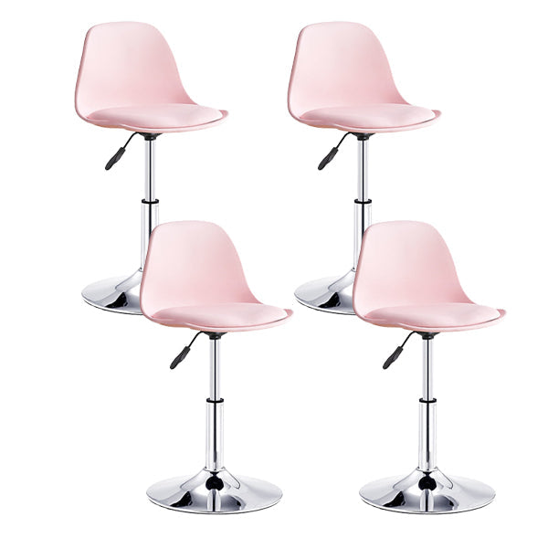 Contemporary Liftable Bar Stool Bucket Counter Bar Stool with Metal Legs Pink 4 Piece Set Short Stool(20"H) Clearhalo 'Bar Furniture' 'Bar Stools' 'bar_stools' 'furn' 'furn_bar_stools' 'Furniture' 'furniture_bar_stools' 'Kitchen & Dining Furniture' 4790616
