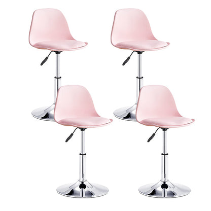 Contemporary Liftable Bar Stool Bucket Counter Bar Stool with Metal Legs Pink 4 Piece Set Short Stool(20"H) Clearhalo 'Bar Furniture' 'Bar Stools' 'bar_stools' 'furn' 'furn_bar_stools' 'Furniture' 'furniture_bar_stools' 'Kitchen & Dining Furniture' 4790616