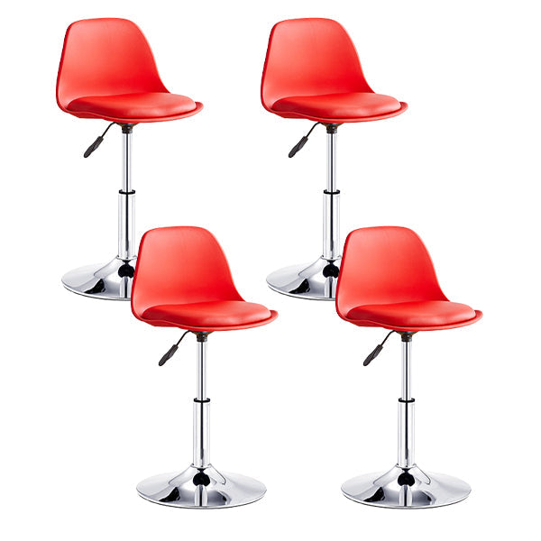 Contemporary Liftable Bar Stool Bucket Counter Bar Stool with Metal Legs Red 4 Piece Set Short Stool(20"H) Clearhalo 'Bar Furniture' 'Bar Stools' 'bar_stools' 'furn' 'furn_bar_stools' 'Furniture' 'furniture_bar_stools' 'Kitchen & Dining Furniture' 4790624