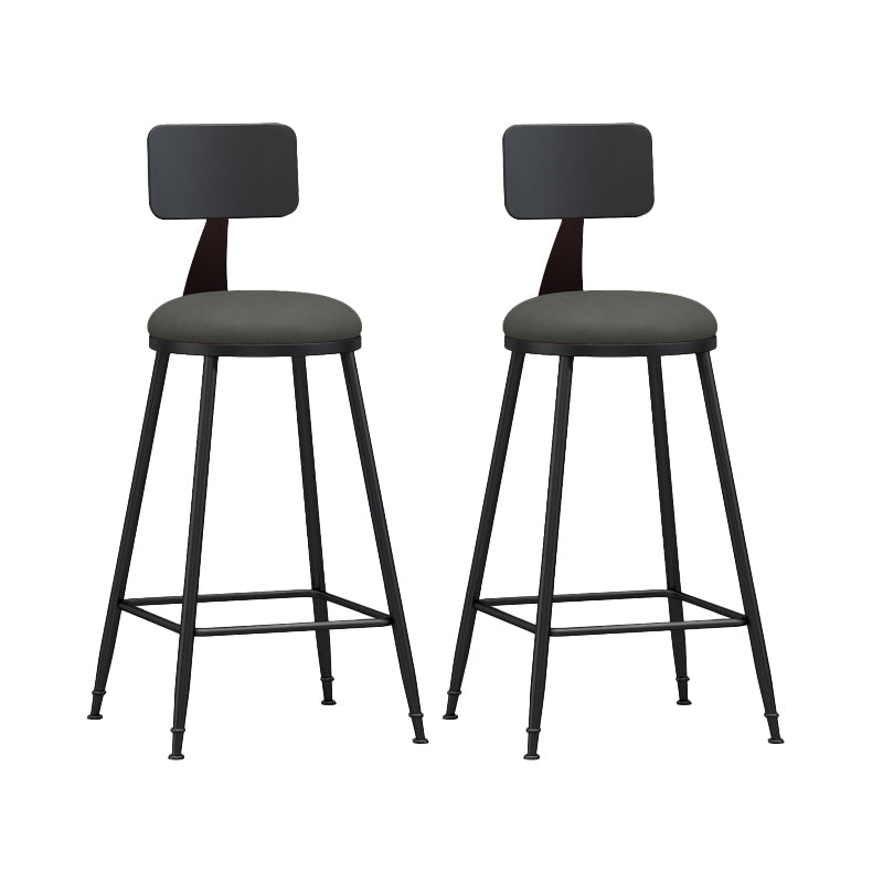 Industrial Matte Finish Coffee Shop Stool Footrest Low Back Stool Grey 2 Piece Set Counter Stool(26"H) Clearhalo 'Bar Furniture' 'Bar Stools' 'bar_stools' 'furn' 'furn_bar_stools' 'Furniture' 'furniture_bar_stools' 'Kitchen & Dining Furniture' 4790758
