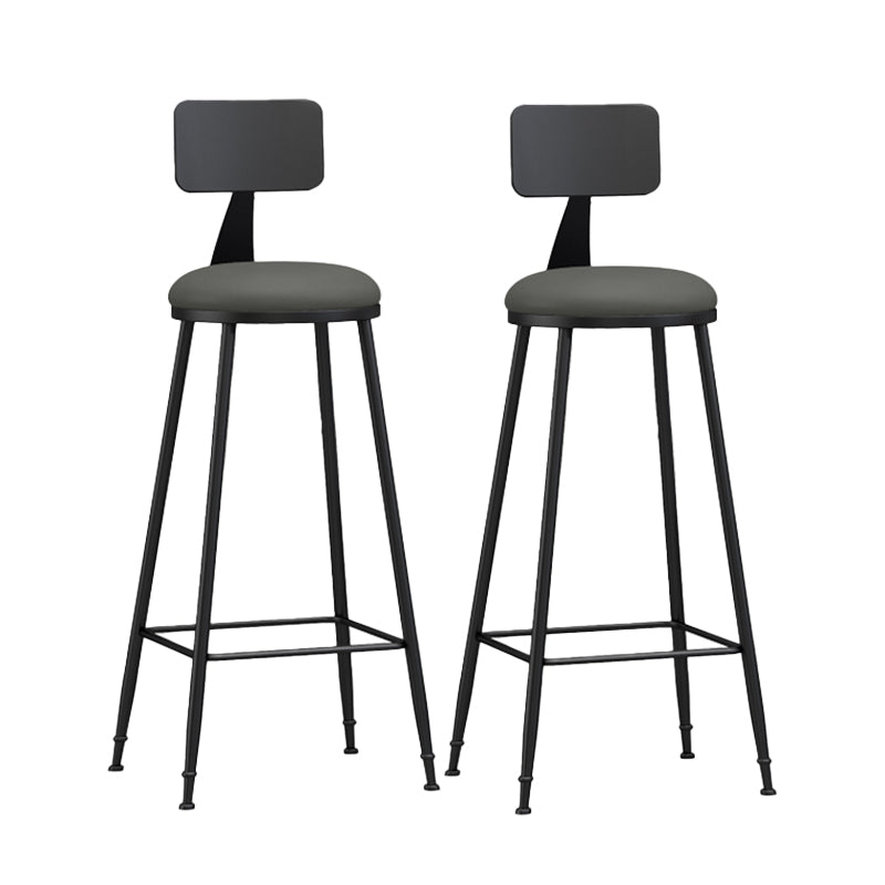 Industrial Matte Finish Coffee Shop Stool Footrest Low Back Stool Grey 2 Piece Set Bar Stool(30"H) Clearhalo 'Bar Furniture' 'Bar Stools' 'bar_stools' 'furn' 'furn_bar_stools' 'Furniture' 'furniture_bar_stools' 'Kitchen & Dining Furniture' 4790761