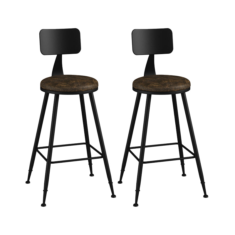 Industrial Matte Finish Coffee Shop Stool Footrest Low Back Stool Brown 2 Piece Set Counter Stool(26"H) Clearhalo 'Bar Furniture' 'Bar Stools' 'bar_stools' 'furn' 'furn_bar_stools' 'Furniture' 'furniture_bar_stools' 'Kitchen & Dining Furniture' 4790770