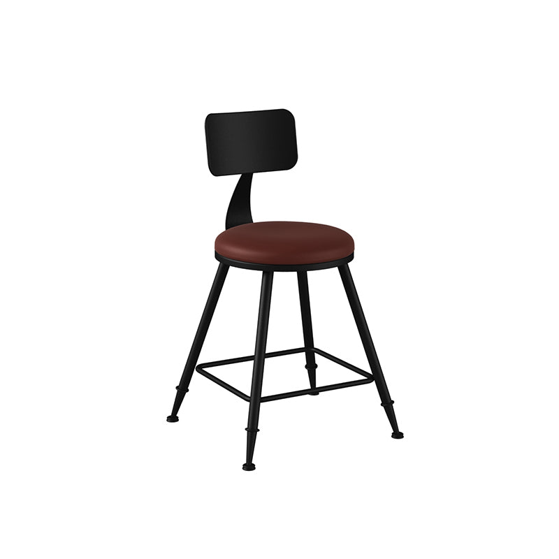 Industrial Matte Finish Coffee Shop Stool Footrest Low Back Stool Burgundy 1 Piece Short Stool(18"H) Clearhalo 'Bar Furniture' 'Bar Stools' 'bar_stools' 'furn' 'furn_bar_stools' 'Furniture' 'furniture_bar_stools' 'Kitchen & Dining Furniture' 4790772