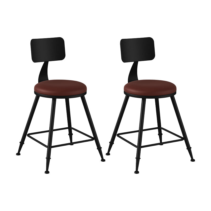 Industrial Matte Finish Coffee Shop Stool Footrest Low Back Stool Burgundy 2 Piece Set Short Stool(18"H) Clearhalo 'Bar Furniture' 'Bar Stools' 'bar_stools' 'furn' 'furn_bar_stools' 'Furniture' 'furniture_bar_stools' 'Kitchen & Dining Furniture' 4790773