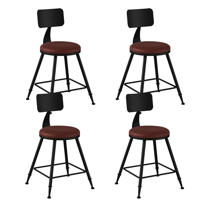 Industrial Matte Finish Coffee Shop Stool Footrest Low Back Stool Burgundy 4 Piece Set Short Stool(18"H) Clearhalo 'Bar Furniture' 'Bar Stools' 'bar_stools' 'furn' 'furn_bar_stools' 'Furniture' 'furniture_bar_stools' 'Kitchen & Dining Furniture' 4790774