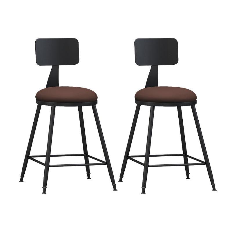 Industrial Matte Finish Coffee Shop Stool Footrest Low Back Stool Burgundy 2 Piece Set Short Stool(22"H) Clearhalo 'Bar Furniture' 'Bar Stools' 'bar_stools' 'furn' 'furn_bar_stools' 'Furniture' 'furniture_bar_stools' 'Kitchen & Dining Furniture' 4790776