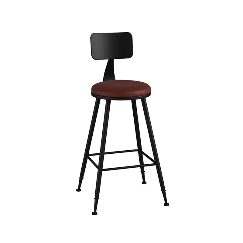 Industrial Matte Finish Coffee Shop Stool Footrest Low Back Stool Burgundy 1 Piece Counter Stool(26"H) Clearhalo 'Bar Furniture' 'Bar Stools' 'bar_stools' 'furn' 'furn_bar_stools' 'Furniture' 'furniture_bar_stools' 'Kitchen & Dining Furniture' 4790778