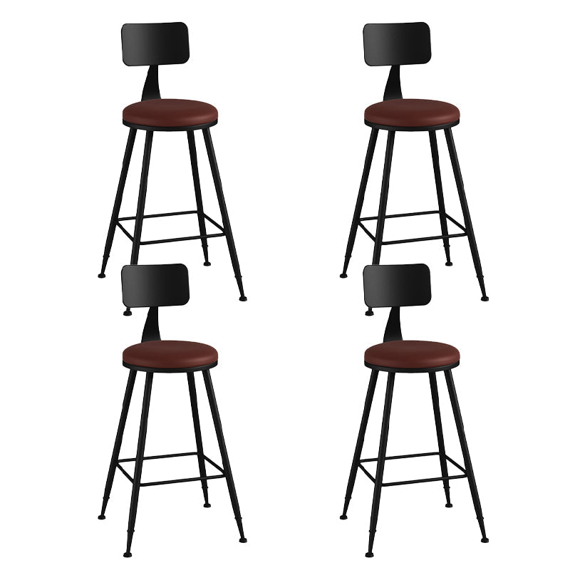 Industrial Matte Finish Coffee Shop Stool Footrest Low Back Stool Burgundy 4 Piece Set Counter Stool(26"H) Clearhalo 'Bar Furniture' 'Bar Stools' 'bar_stools' 'furn' 'furn_bar_stools' 'Furniture' 'furniture_bar_stools' 'Kitchen & Dining Furniture' 4790780