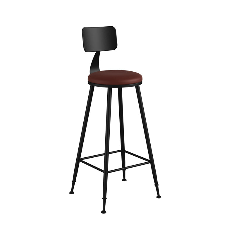 Industrial Matte Finish Coffee Shop Stool Footrest Low Back Stool Burgundy 1 Piece Bar Stool(30"H) Clearhalo 'Bar Furniture' 'Bar Stools' 'bar_stools' 'furn' 'furn_bar_stools' 'Furniture' 'furniture_bar_stools' 'Kitchen & Dining Furniture' 4790781