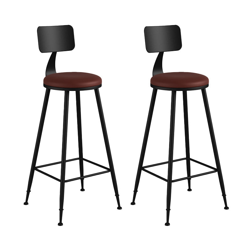 Industrial Matte Finish Coffee Shop Stool Footrest Low Back Stool Burgundy 2 Piece Set Bar Stool(30"H) Clearhalo 'Bar Furniture' 'Bar Stools' 'bar_stools' 'furn' 'furn_bar_stools' 'Furniture' 'furniture_bar_stools' 'Kitchen & Dining Furniture' 4790782