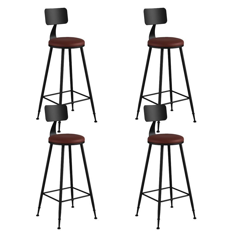 Industrial Matte Finish Coffee Shop Stool Footrest Low Back Stool Burgundy 4 Piece Set Bar Stool(30"H) Clearhalo 'Bar Furniture' 'Bar Stools' 'bar_stools' 'furn' 'furn_bar_stools' 'Furniture' 'furniture_bar_stools' 'Kitchen & Dining Furniture' 4790783