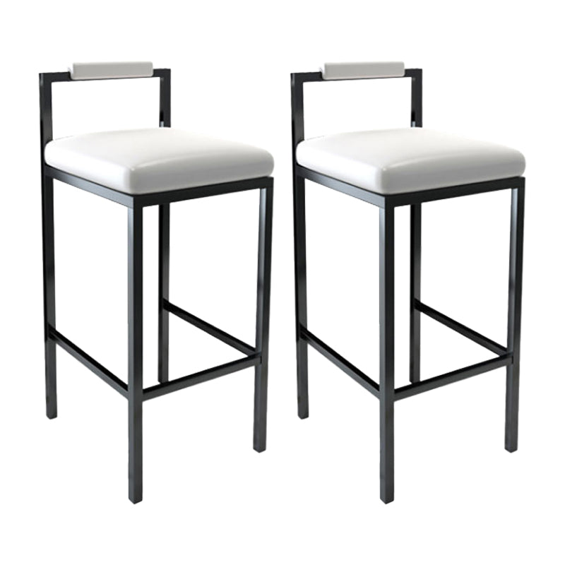 Contemporary Footrest Upholstered Home Stool Matte Finish Low Back Barstool White 2 Piece Set Clearhalo 'Bar Furniture' 'Bar Stools' 'bar_stools' 'furn' 'furn_bar_stools' 'Furniture' 'furniture_bar_stools' 'Kitchen & Dining Furniture' 4790793