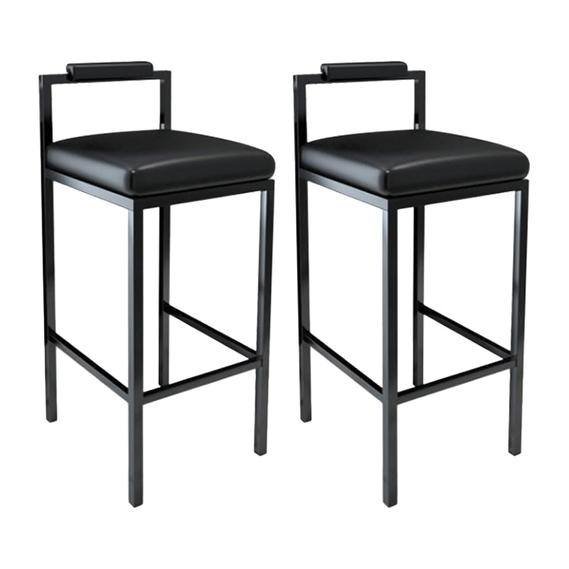 Contemporary Footrest Upholstered Home Stool Matte Finish Low Back Barstool Black 2 Piece Set Clearhalo 'Bar Furniture' 'Bar Stools' 'bar_stools' 'furn' 'furn_bar_stools' 'Furniture' 'furniture_bar_stools' 'Kitchen & Dining Furniture' 4790794