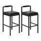 Contemporary Footrest Upholstered Home Stool Matte Finish Low Back Barstool Black 2 Piece Set Short Stool(22"H) Clearhalo 'Bar Furniture' 'Bar Stools' 'bar_stools' 'furn' 'furn_bar_stools' 'Furniture' 'furniture_bar_stools' 'Kitchen & Dining Furniture' 4790796
