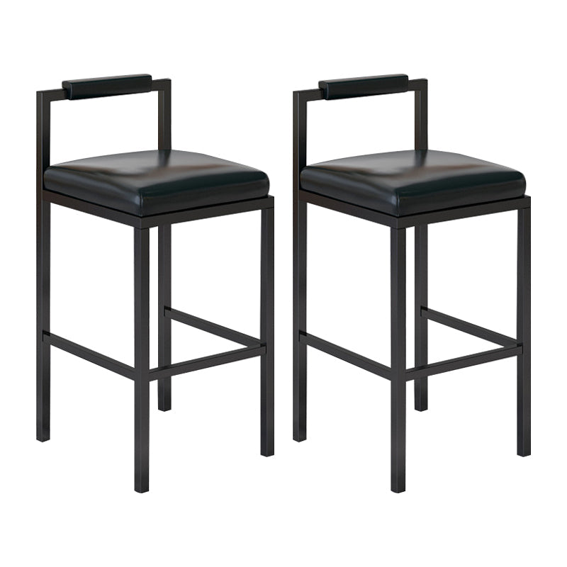 Contemporary Footrest Upholstered Home Stool Matte Finish Low Back Barstool Black 2 Piece Set Short Stool(22"H) Clearhalo 'Bar Furniture' 'Bar Stools' 'bar_stools' 'furn' 'furn_bar_stools' 'Furniture' 'furniture_bar_stools' 'Kitchen & Dining Furniture' 4790796