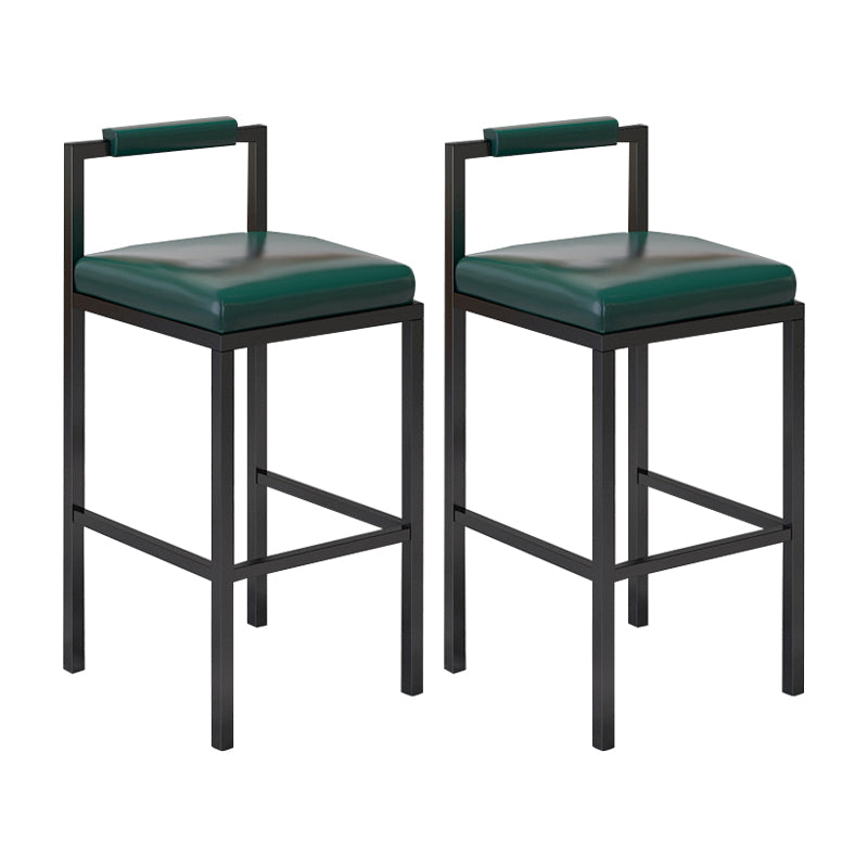 Contemporary Footrest Upholstered Home Stool Matte Finish Low Back Barstool Green 2 Piece Set Short Stool(22"H) Clearhalo 'Bar Furniture' 'Bar Stools' 'bar_stools' 'furn' 'furn_bar_stools' 'Furniture' 'furniture_bar_stools' 'Kitchen & Dining Furniture' 4790798