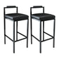 Contemporary Footrest Upholstered Home Stool Matte Finish Low Back Barstool Black 2 Piece Set Bar Stool(30"H) Clearhalo 'Bar Furniture' 'Bar Stools' 'bar_stools' 'furn' 'furn_bar_stools' 'Furniture' 'furniture_bar_stools' 'Kitchen & Dining Furniture' 4790800